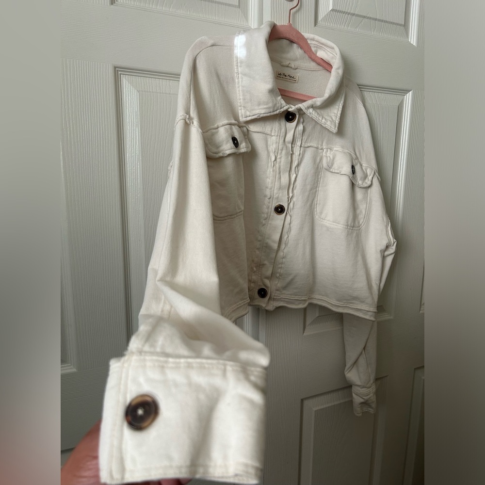 FP We The Free Saturday Cropped Shacket in ivory white xl - Picture 2 of 7